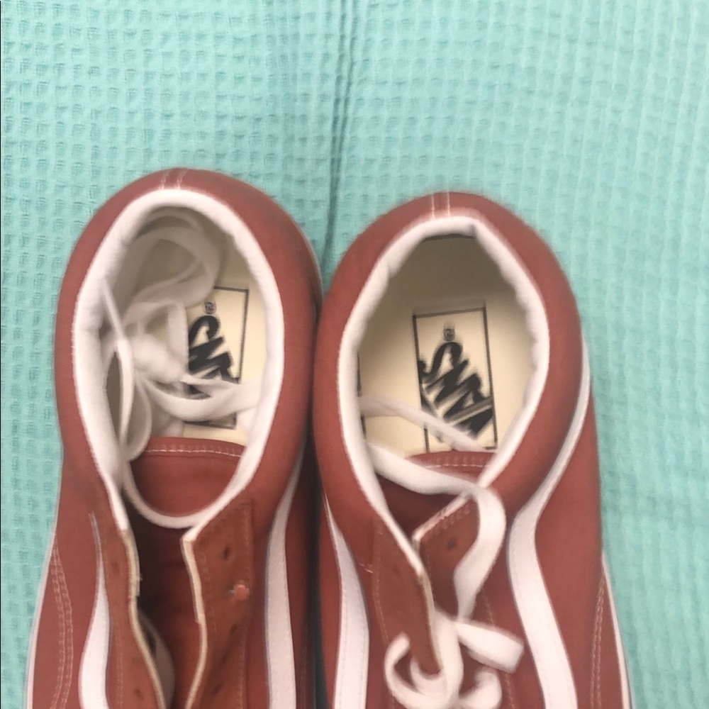 Vans Men's Auburn and White Sneakers - Picture 4 of 6